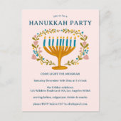 HANOUKKA PARTY Invitation couronne florale CUSTOM (Devant)