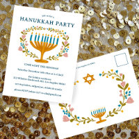 HANOUKKA PARTY Invitation couronne florale CUSTOM