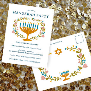 HANOUKKA PARTY Invitation couronne florale CUSTOM