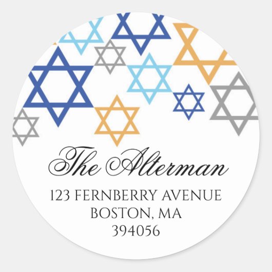 Hanoukka Star of David Enveloppe Étiquette de scea (Devant)