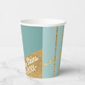 Hanoukka Turquoise et Gold 8 oz. Gobelets en papie (Droite)