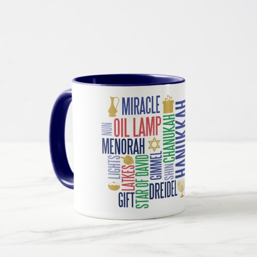 Hanoukka Words Holiday Coffee Mug (Devant gauche)