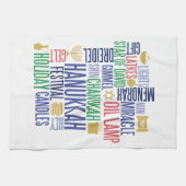 Hanoukka Words Serviette de cuisine de vacances (Horizontal)