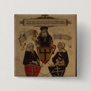 Hans Fugger twee vrouwen Clara Widolf en Elisabeth Vierkante Button 5,1 Cm