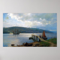 Hans Gude The Jetty in Feste Near Moss