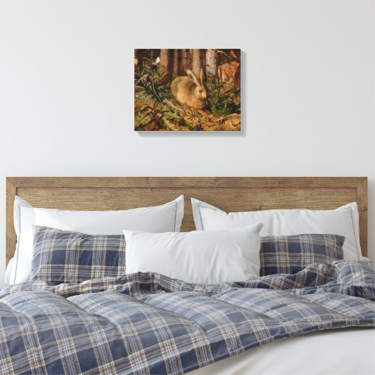 Hans Hoffmann A hare in het bos Canvas Afdruk (Insitu (Slaapkamer))