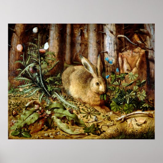 Hans Hoffmann A Hare in het bos Poster (Voorkant)