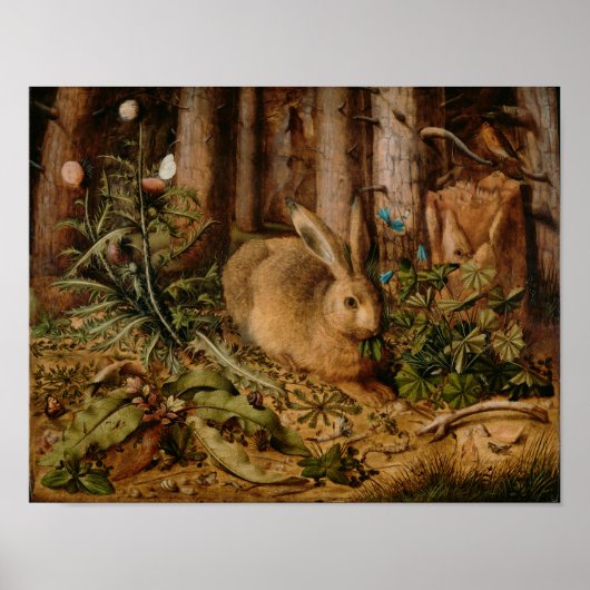 Hans Hoffmann A hare in het bos Poster (Voorkant)