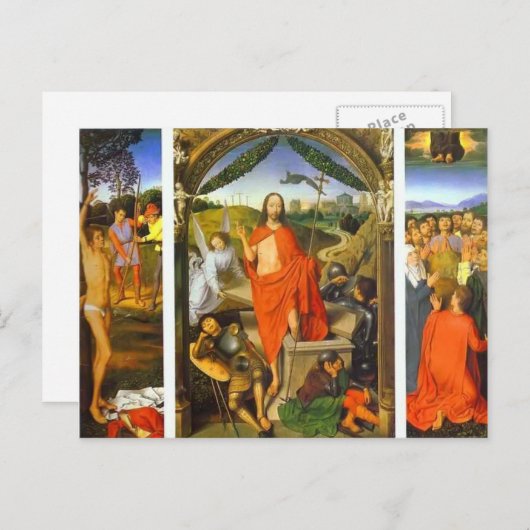 Hans Memling - Triptych van de reurrectie Briefkaart (Voorkant / Achterkant)