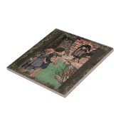 Hänsel en Gretel in het bos | Keramische Tegel Tegeltje (Zijkant)