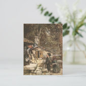Hansel en Gretel ontmoeten de heks Briefkaart (Staand voorkant)