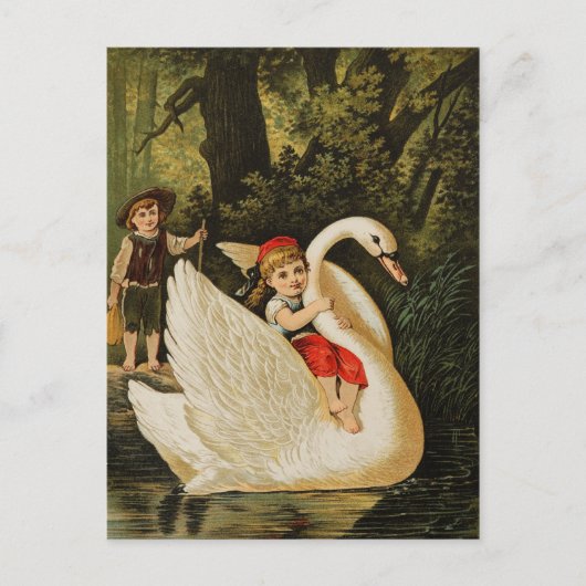 Hansel, Gretel en Swan Briefkaart (Voorkant)
