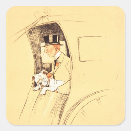 Hansom Cab Vierkante Sticker (Voorkant)