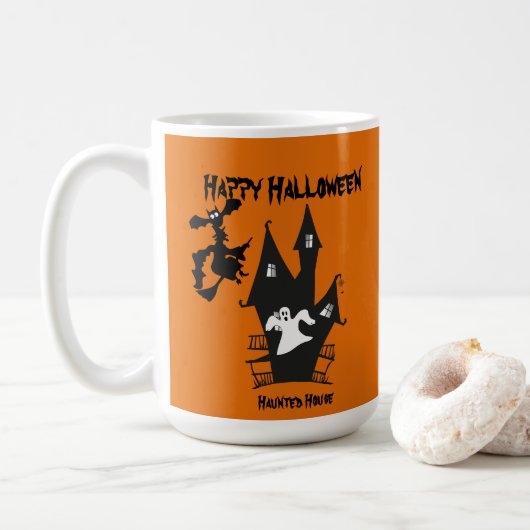Hantée de la maison effrayante Halloween café Mug (Avec donut)
