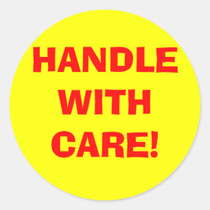 Hanteren met zorgverleners ronde sticker