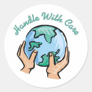 Hanteren met zorgverleners ronde sticker