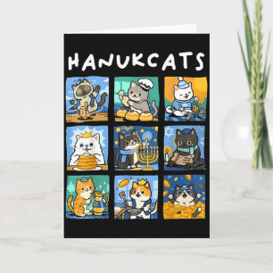 Hanukcats Hanukkah Katten Menora Joods Chanukah Gi Kaart