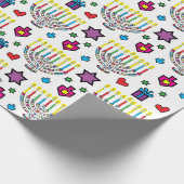 Hanukiah Hanukkah Menorah Colorful Fun Cadeaupapier (Hoek)
