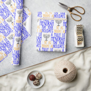 Hanukka Even Helder Als Een Volledig Brandende Men Cadeaupapier