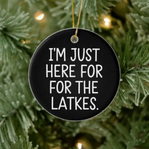 Hanukka Ik ben hier alleen voor de Latkes Joods Keramisch Ornament