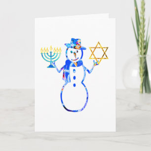 Hanukka Joodse schattige sneeuwman Menora Ster van Kaart