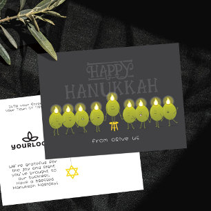 Hanukka Menora Olijven Donkergrijze bedrijfslogo Briefkaart