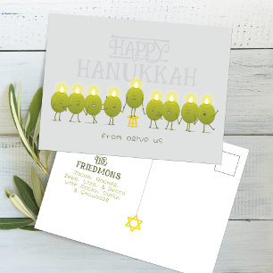 Hanukka Menora Olijven, Grijze Groep Briefkaart