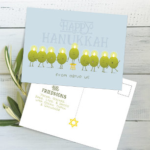 Hanukka Menora Olijven, Lichte Blauwe Groep Briefkaart