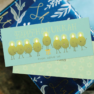 Hanukka Menora Olijven Teal Groene Groepskaart