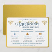 Hanukka Progressief Diner Feest Uitnodiging (Voorkant / Achterkant)