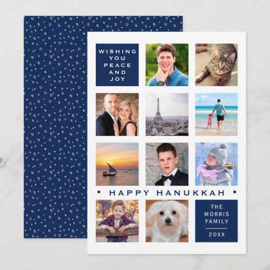 Hanukkah 12 Foto Modern Custom Collage Feestdagenkaart (Voorkant / Achterkant)