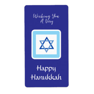 HANUKKAH bericht Blauwe rechthoek Etiket