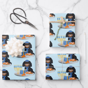 Hanukkah Black en Tan Cavalier King Charles Spani Inpakpapier Vel