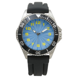 Hanukkah Blauwe Radiale Strepen Fractal Horloge