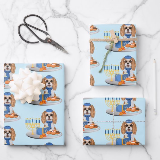 Hanukkah Blenheim Cavalier King Charles Spaniel Inpakpapier Vel (Voorkant)