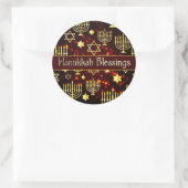 Hanukkah Blessings Menorah Ronde Sticker (Tas)