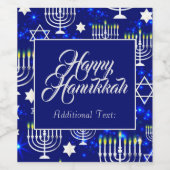 Hanukkah Blessings Menorah Wijn Etiket (Enkel label)