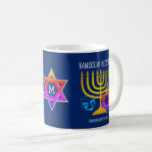 Hanukkah Blessings Monogram Koffiemok (Voorkant rechts)