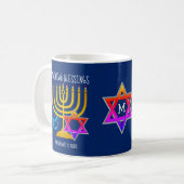 Hanukkah Blessings Monogram Koffiemok (Voorkant links)