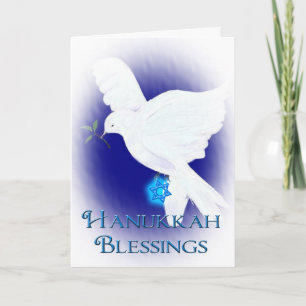 Hanukkah Blessings-White Dove / Davidster Feestdagen Kaart
