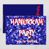 Hanukkah blue party-uitnodiging kaart (Voorkant / Achterkant)