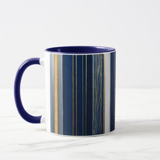 Hanukkah Blues Stripes Blauw Wit Goud Mok (Links)