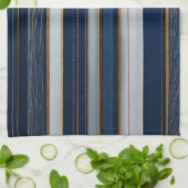 Hanukkah Blues Stripes Blauw Wit Goud Theedoek (Gevouwen)