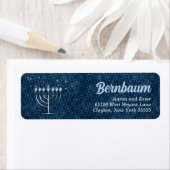 Hanukkah Bright Menorah Traditioneel blauw adres Etiket (Insitu)