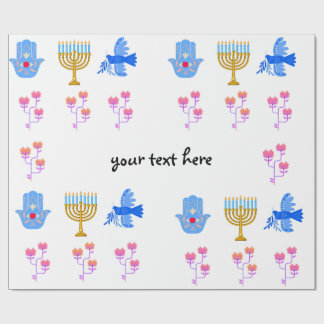 Hanukkah-cadeaupapier – Menorah, Hamsa, Duif Cadeaupapier