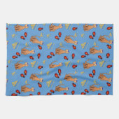 Hanukkah Cat Dreidel Blue Kitchen Towel Theedoek (Horizontaal)