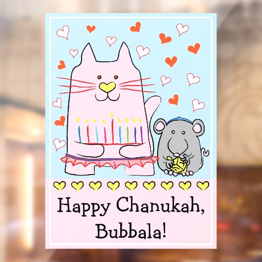 Hanukkah Cat en Mouse Window Cling Raamsticker (Vel 2)