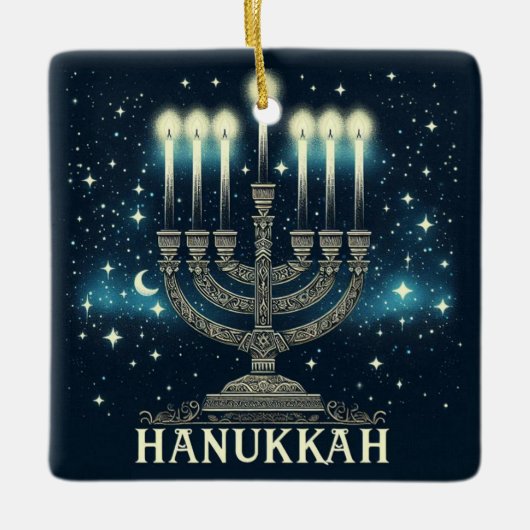Hanukkah Ceramic Ornament (Voorkant)