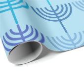 Hanukkah Chanukah Chanukkiah Menorah Pattern Blue Cadeaupapier (Rol Hoek)
