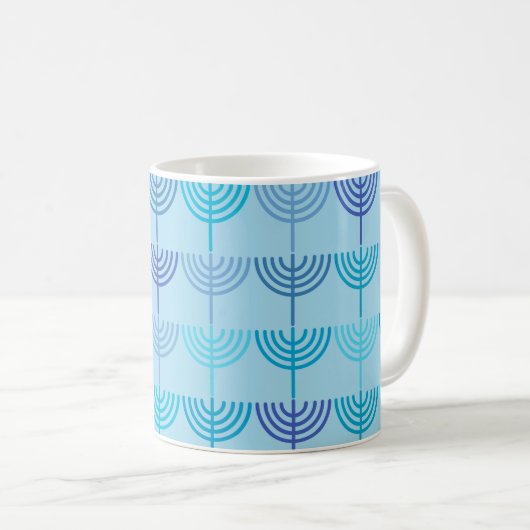 Hanukkah Chanukah Chanukkiah Menorah Pattern Blue Koffiemok (Voorkant rechts)